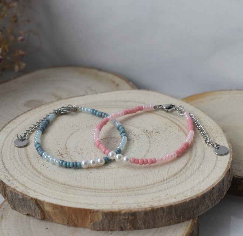 Blauw dames armbandje Miyuki kralen en staal zilverkleurig - Idhuna Jewels