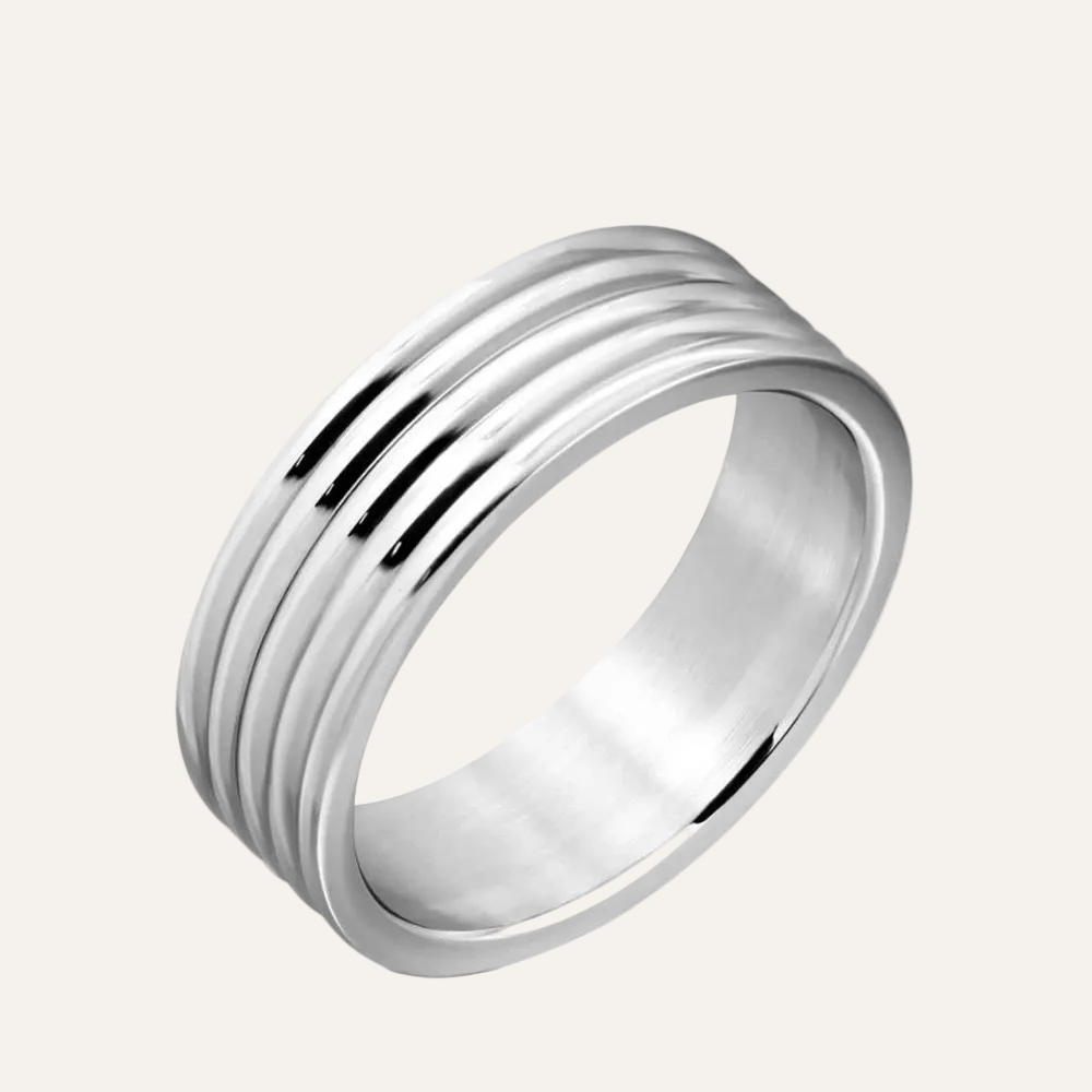 Brede stalen ring dame of heer - Grote maat