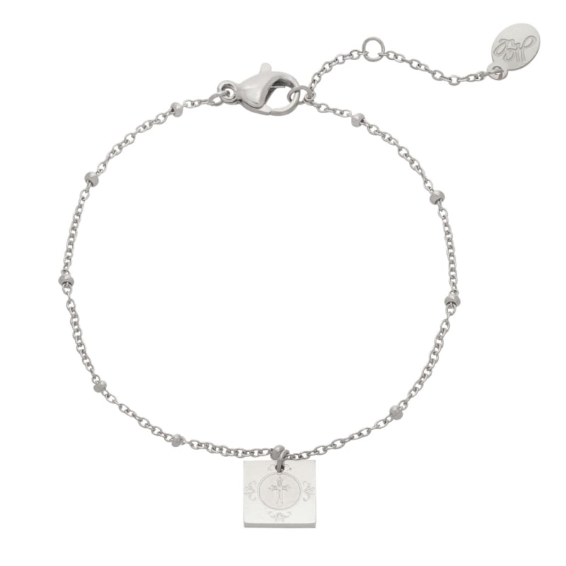 Dames armband staal zilver met bedel Keltisch kruis Sara - Idhuna Jewels