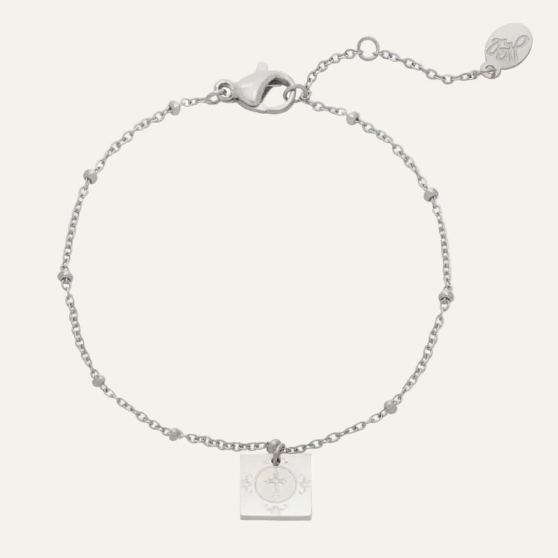 Dames armband staal zilver met bedel Keltisch kruis Sara - Idhuna Jewels