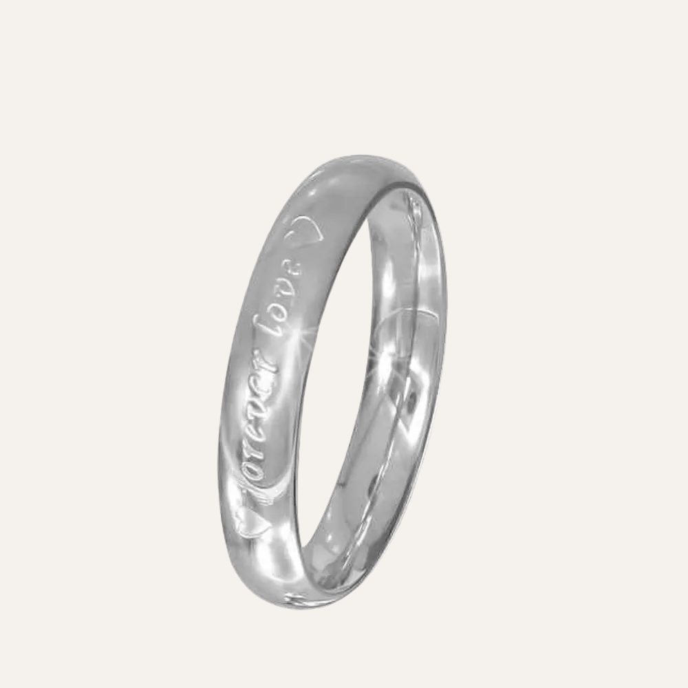 Damesring van RVS met tekst "forever love"