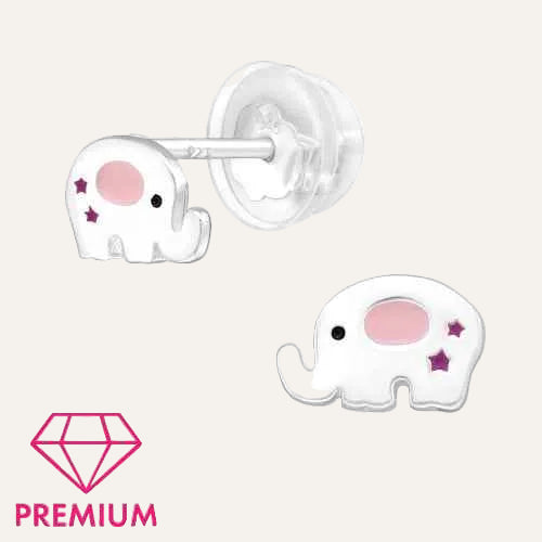 Dieren oorbellen - Witte olifantjes 925 zilver kinderen - Idhuna Jewels