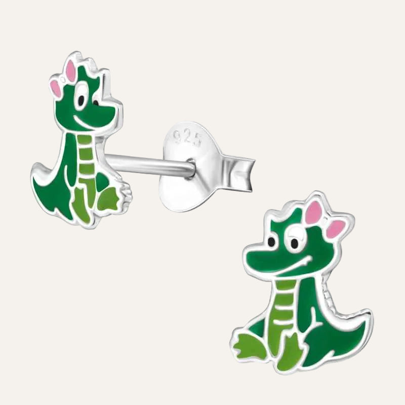 Dinosaurus Oorbellen groen 925 zilver - Idhuna Jewels