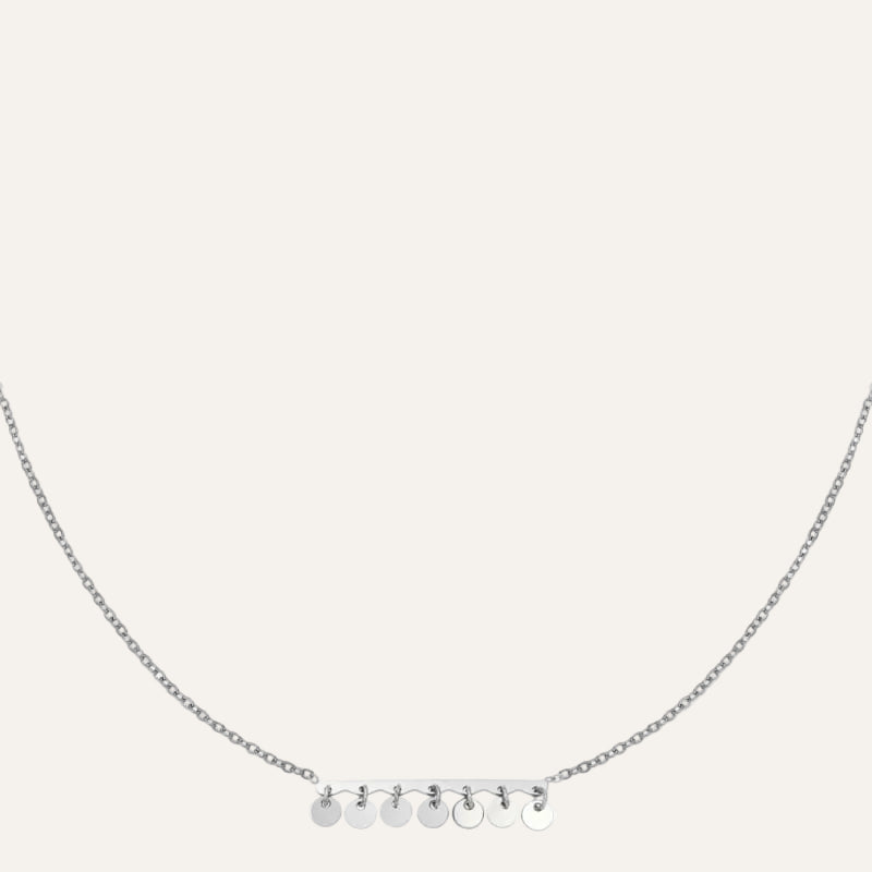 Ketting dames staal Zilver met kleine ronde hangertjes - Idhuna Jewels