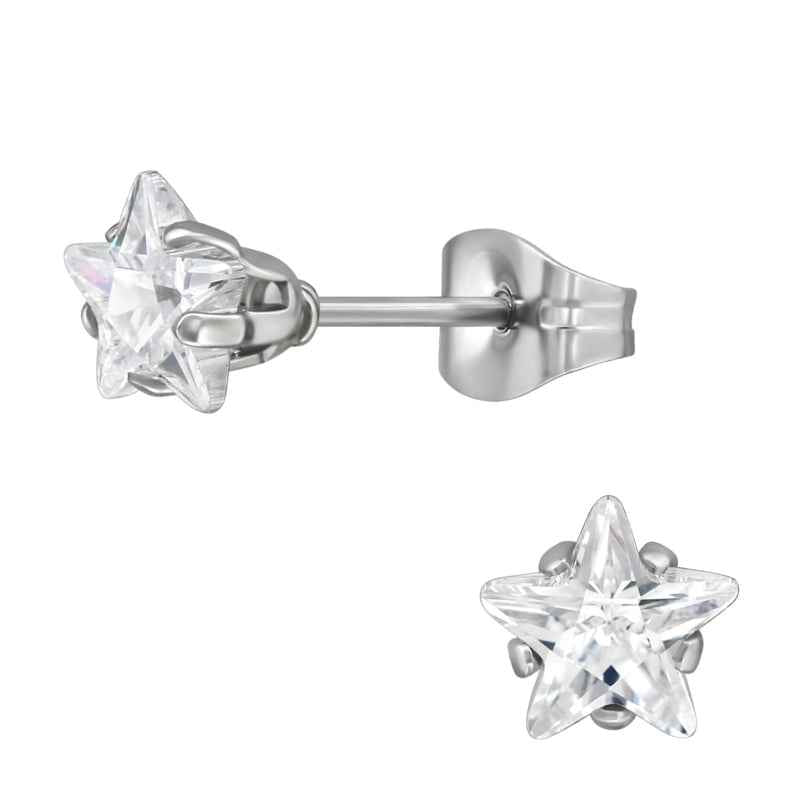 Kleine Sterren Oorknopjes Stainless Steel Zilver Zirkonia - Idhuna Jewels