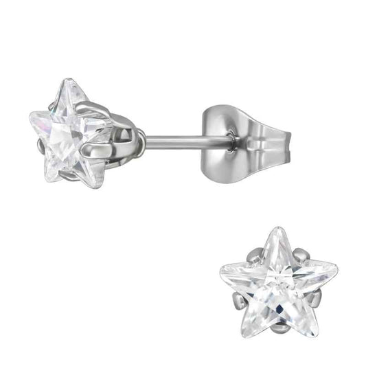 Kleine Sterren Oorknopjes Stainless Steel Zilver Zirkonia - Idhuna Jewels