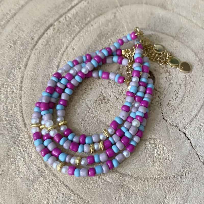 Kralen dames armband glas parels goud Lola - Idhuna Jewels