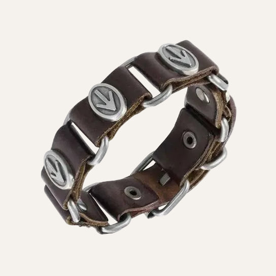 Leren armband heren bruin met gesp - Idhuna Jewels