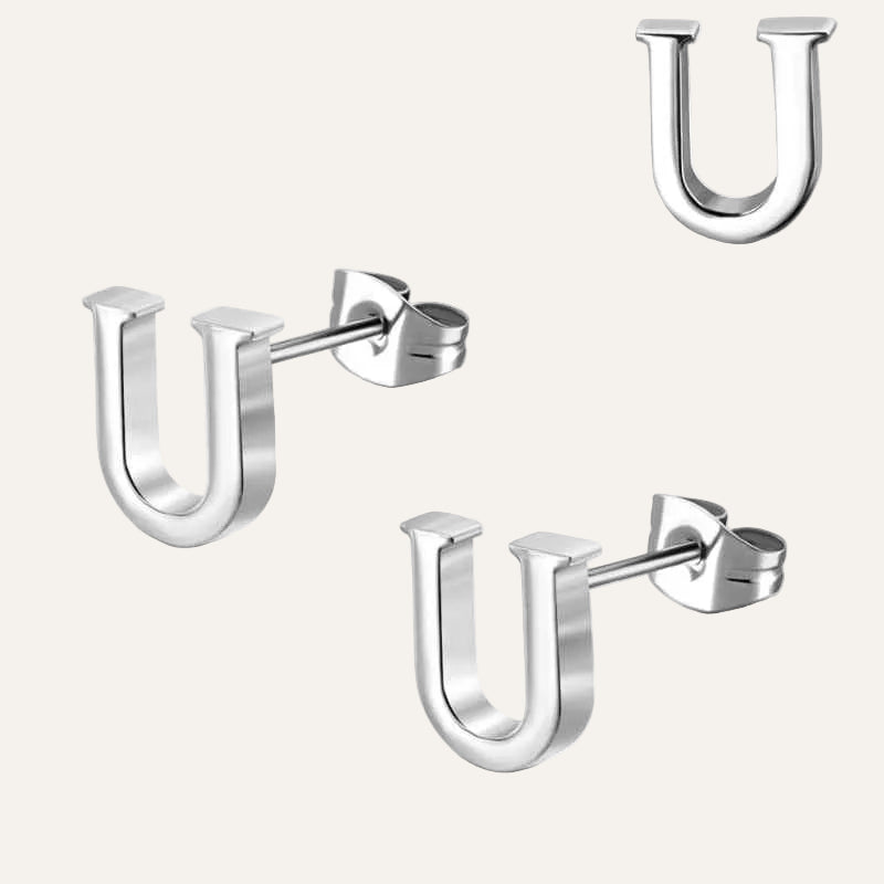 Letter U oorknop oorbellen chirurgisch staal - Idhuna Jewels