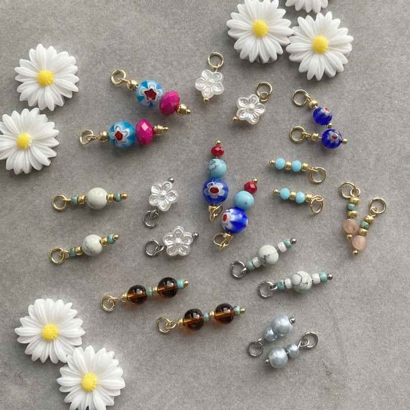 Lichtblauwe Kralen hanger bedels voor oorringen Rvs zilver - Idhuna Jewels