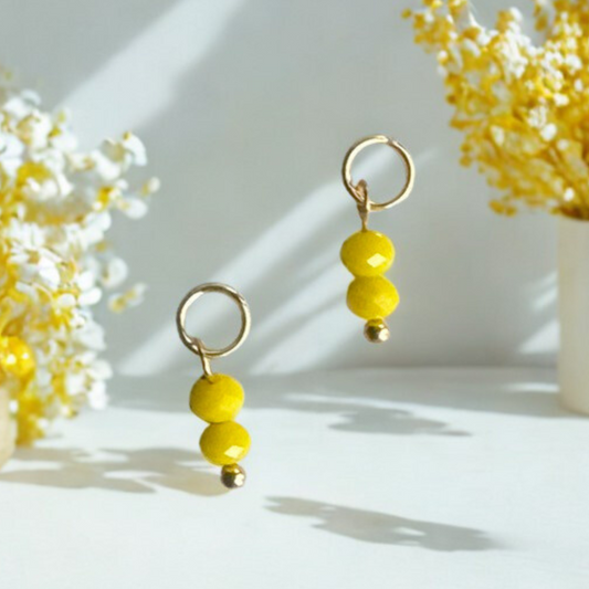 Losse Bedels Oorringen Gele Kralen