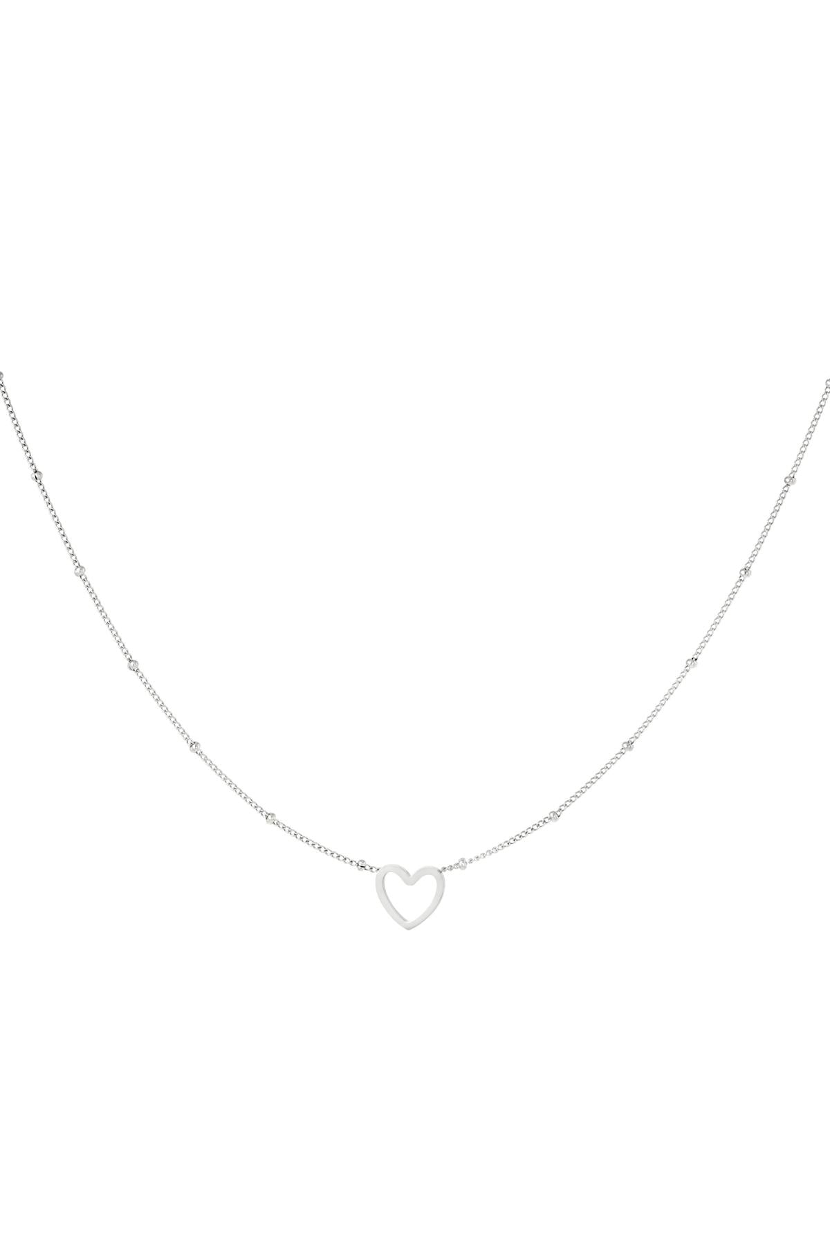 Minimalistische ketting dames staal open hart zilver