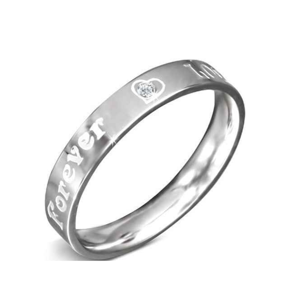 Mooie zilverkleurige Quote ring staal Forever love