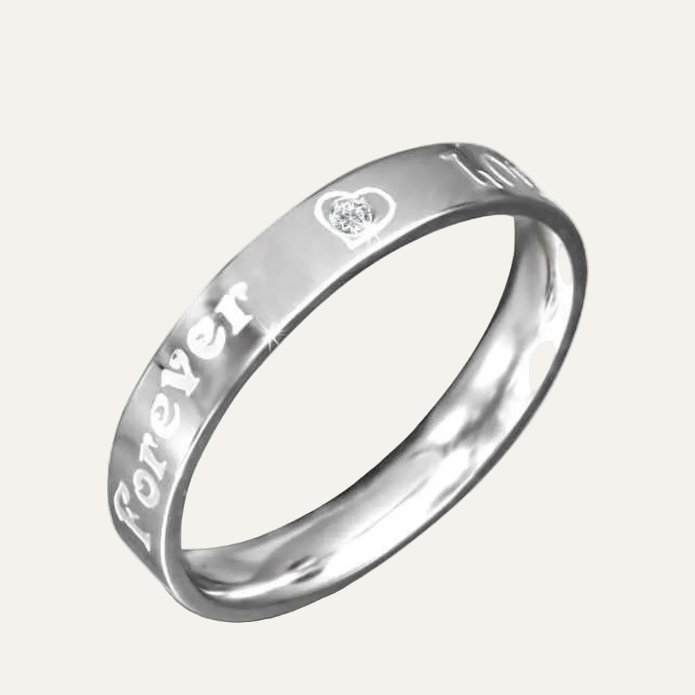 Mooie zilverkleurige Quote ring staal Forever love
