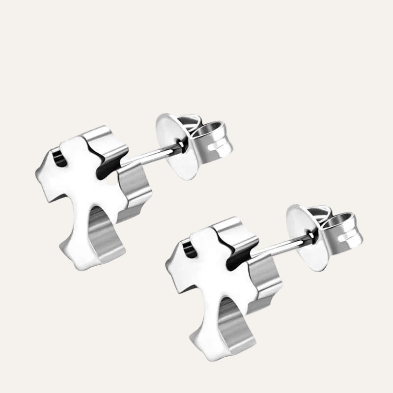 Oorbellen Chirurgisch Staal Klein mini Keltisch kruis oorknopjes zilver - Idhuna Jewels