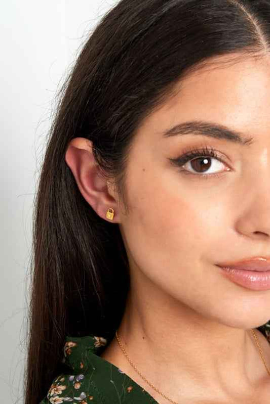 Oorbellen Knopjes 925 zilver gold plated Slotje - Idhuna Jewels