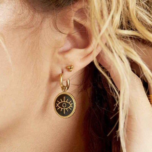 Oorbellen drie bolletjes Triple Bullet mini staal oorknopjes - Triple Dot