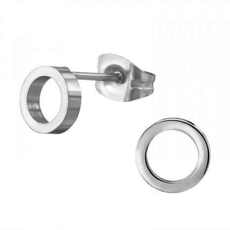 Oorknopjes Cirkel Letter O Staal Zilver - Idhuna Jewels