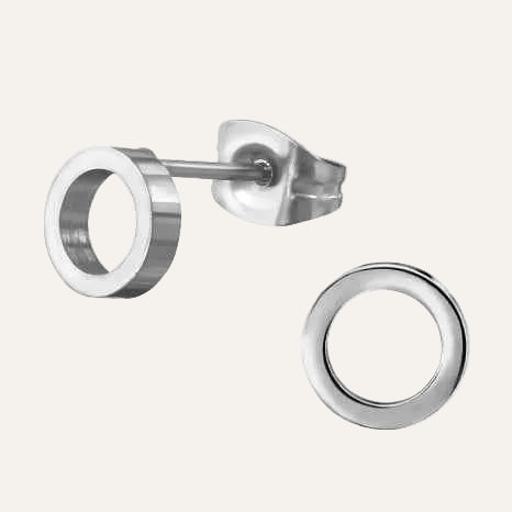 Oorknopjes Cirkel Letter O Staal Zilver - Idhuna Jewels