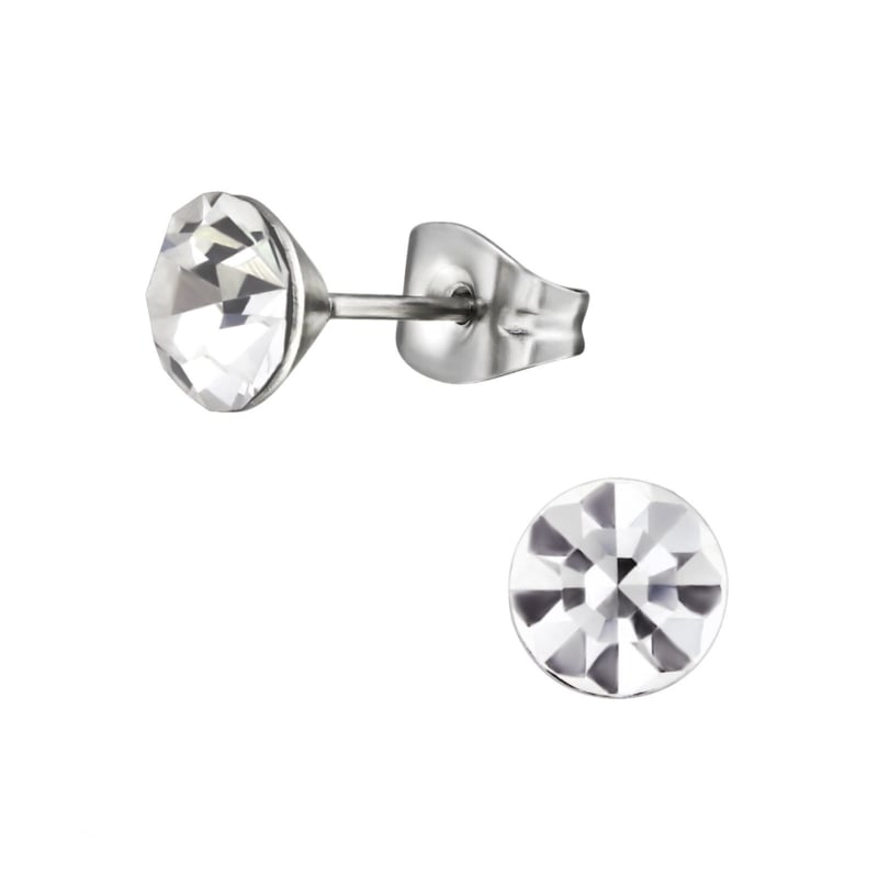 Oorstekers Chirurgisch Staal met kristallen 5 mm - Idhuna Jewels