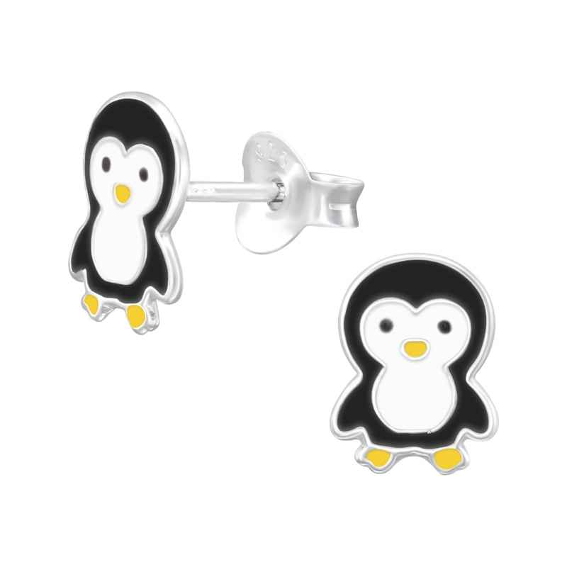Zilveren kinder oorbellen Pinguin knopjes - Idhuna Jewels
