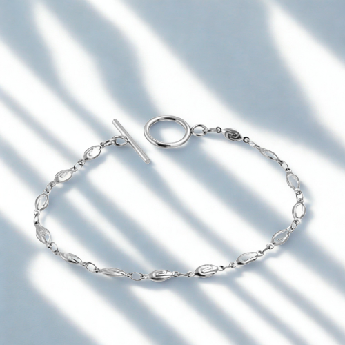 Prachtige zilverkleurige Rvs armband met toggle sluiting