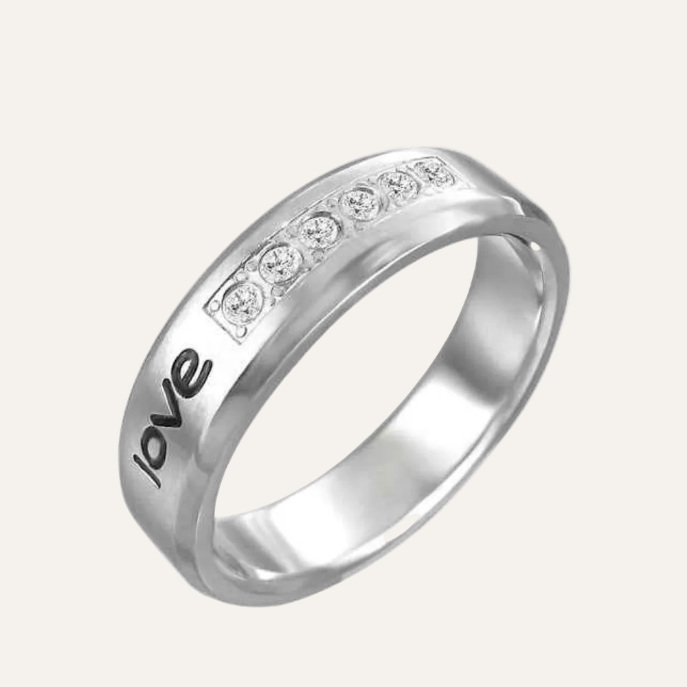 RVS edelstaal dames ring met tekst