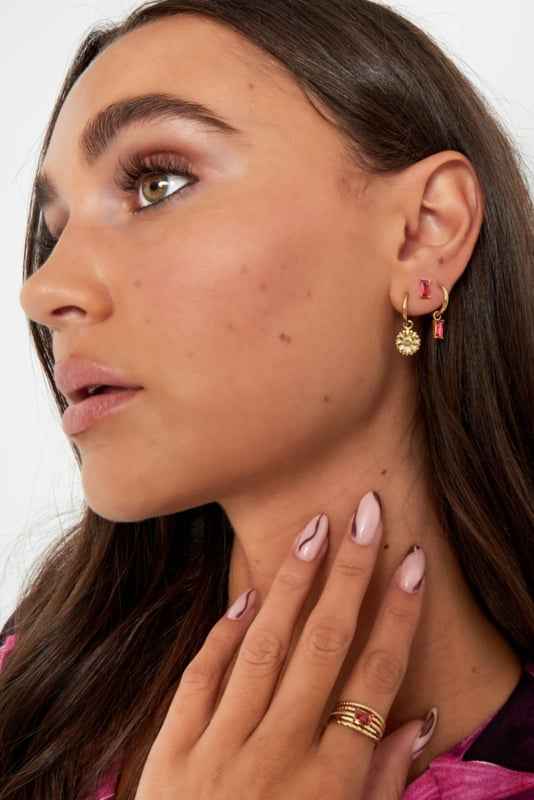 Rechthoekige Zirkonia Oorknoppen Stainless Steel zilver - Idhuna Jewels