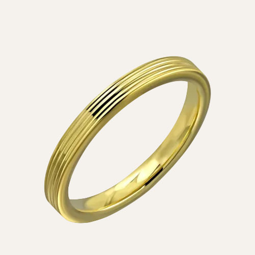 Ring Chirurgisch Staal goud smal dames met fijne lijntjes