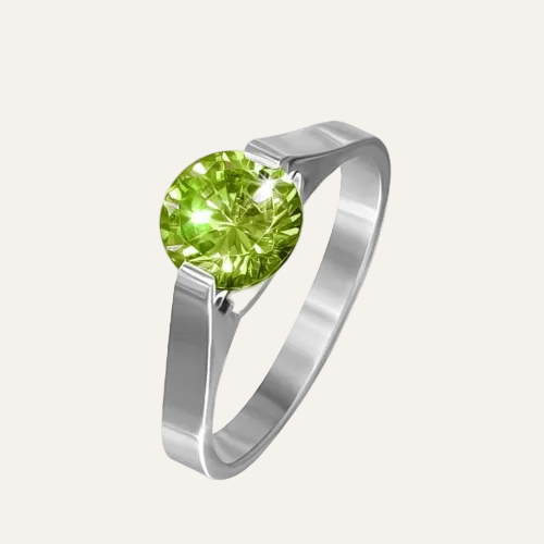 Ring staal met grote groene zirkonia