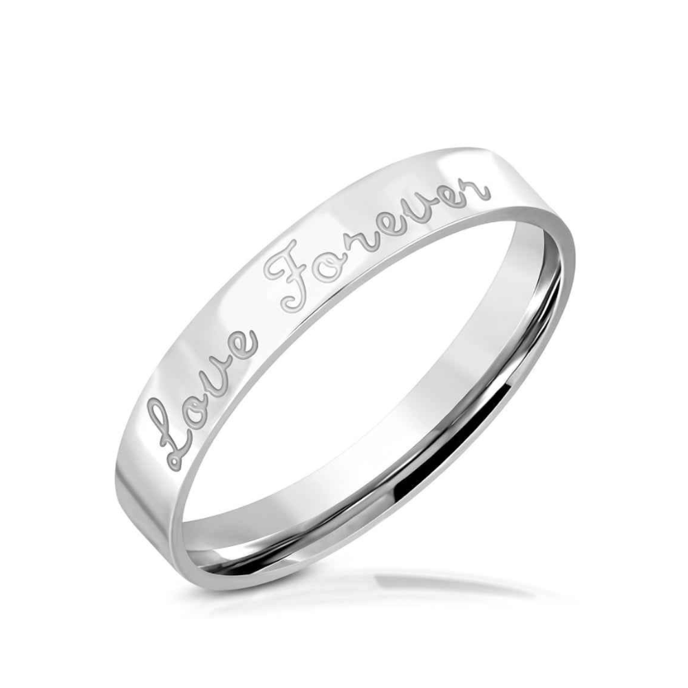 Ring Zilver Edelstaal met de tekst "Love Forever"