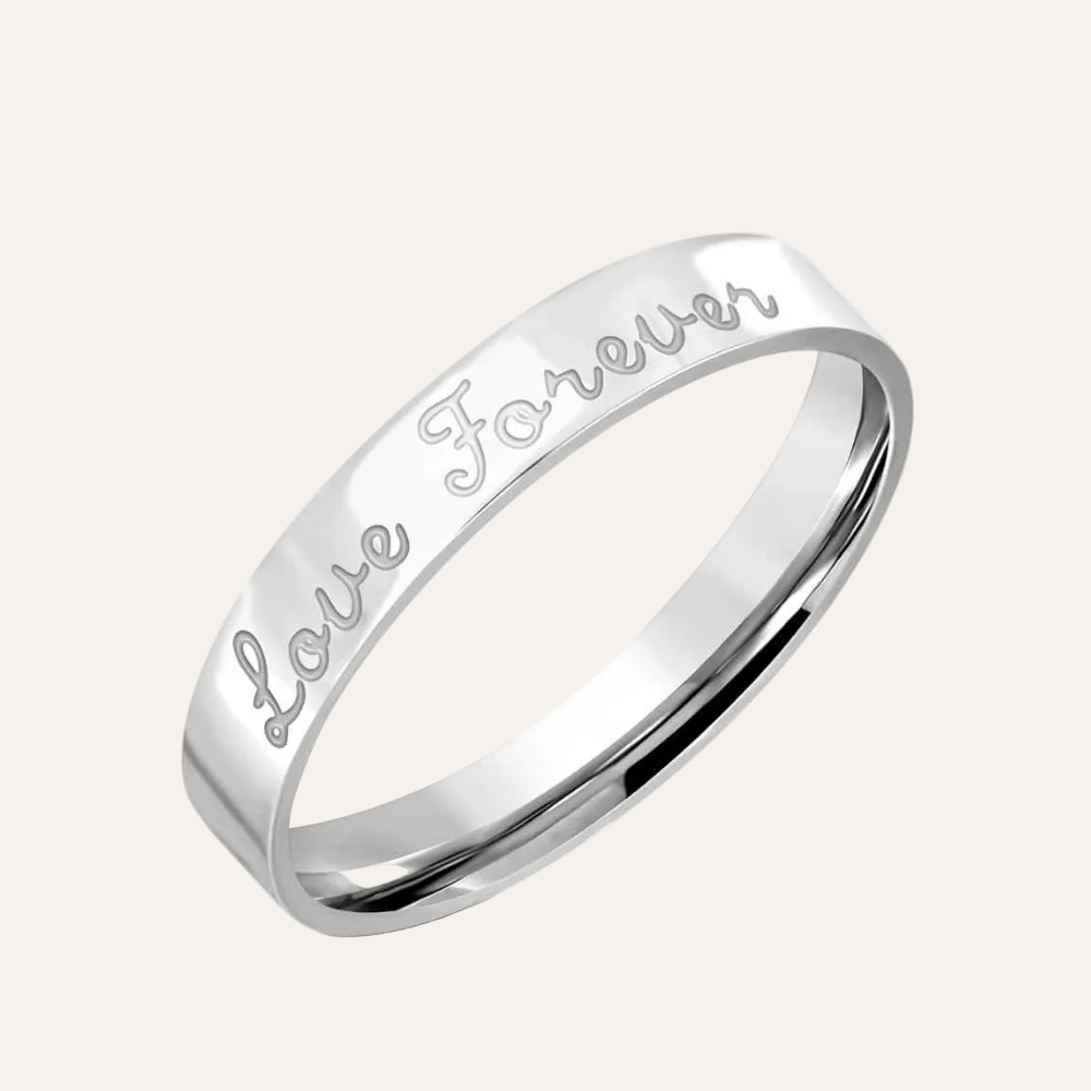 Ring Zilver Edelstaal met de tekst "Love Forever"