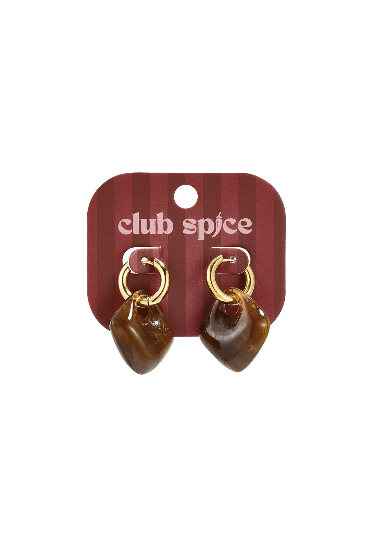 Hangende bruine oorbellen met resin hanger – Mara