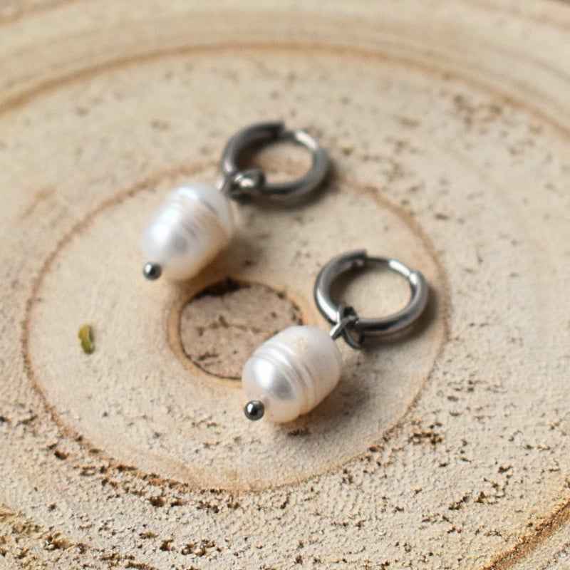 Roestvrij stalen zoetwaterparel oorbellen zilver - Idhuna Jewels
