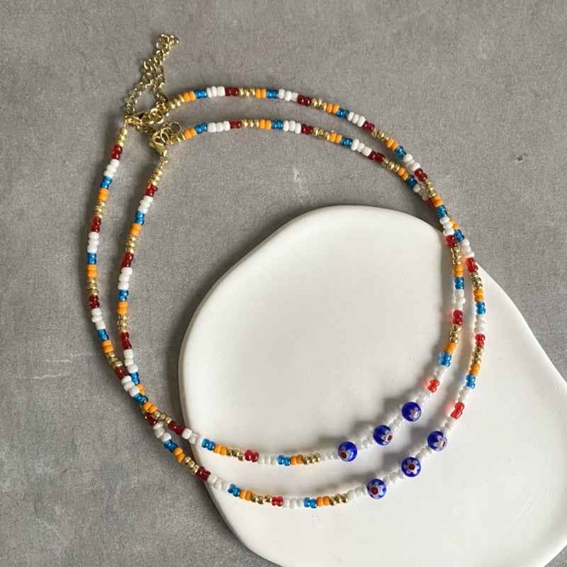 Rood Wit Blauwe Ketting kralen dames Holland EK - Idhuna Jewels