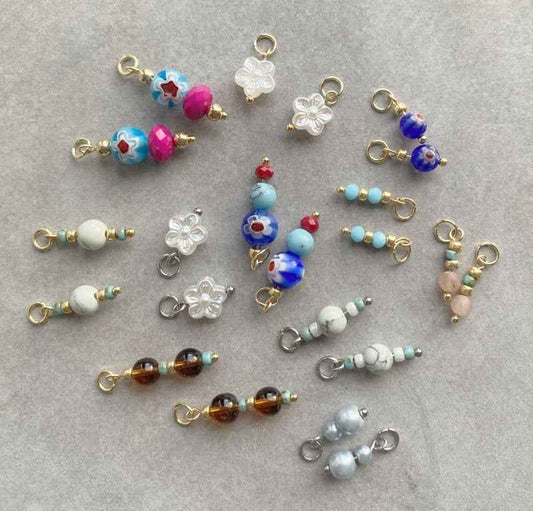 Rvs Bedels Goud met kraaltjes in Turquoise en Zalmroze - Idhuna Jewels