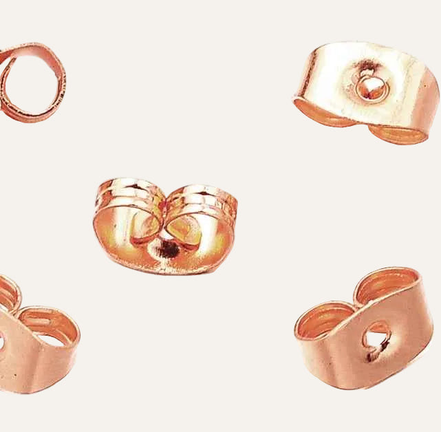 Stalen Achterkantjes (Vlindertjes) Oorbel rosé goud - Idhuna Jewels