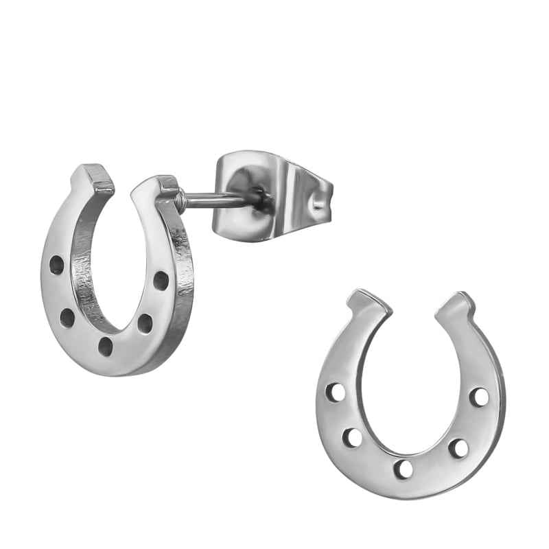 Stalen Hoefijzer oorknopjes zilverkleurig - Idhuna Jewels