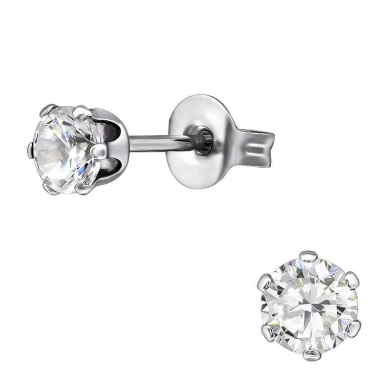 Stalen Zirkonia oorknopjes zilverkleurig - Idhuna Jewels