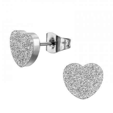 Stalen hartjes oorbellen zilver - Idhuna Jewels
