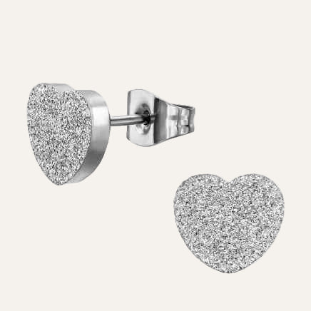 Stalen hartjes oorbellen zilver - Idhuna Jewels