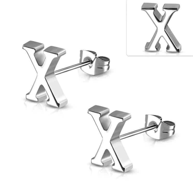 Stalen oorknopjes letter X - Idhuna Jewels