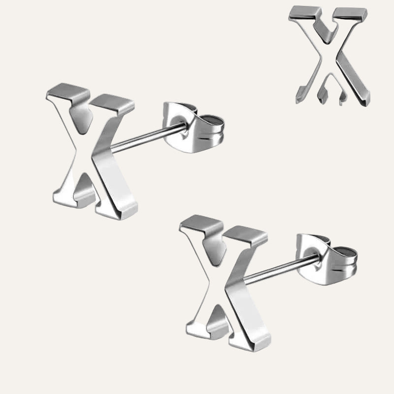 Stalen oorknopjes letter X - Idhuna Jewels