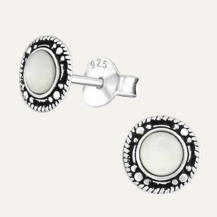 Sterling 925 zilver Bali oorbellen knopjes met turquoise halfedelsteentje - Idhuna Jewels