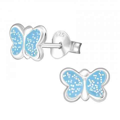 Vlinder Oorbellen meisjes Lichtblauw met glitter - Idhuna Jewels
