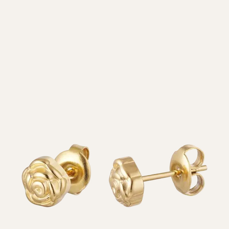 Yehwang oorknopjes roosjes stainless steel goud - Idhuna Jewels