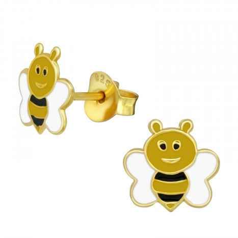 Zilveren oorstekers kinderen Bijtje Gold Plated - Idhuna Jewels