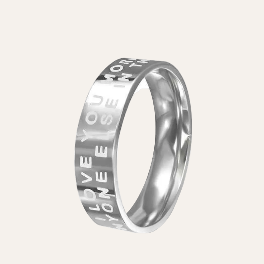Zilverkleurige Ring met tekst rvs dames