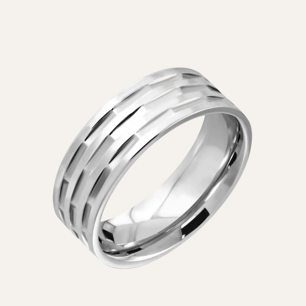 Zilverkleurige Stalen brede grote ring mannen