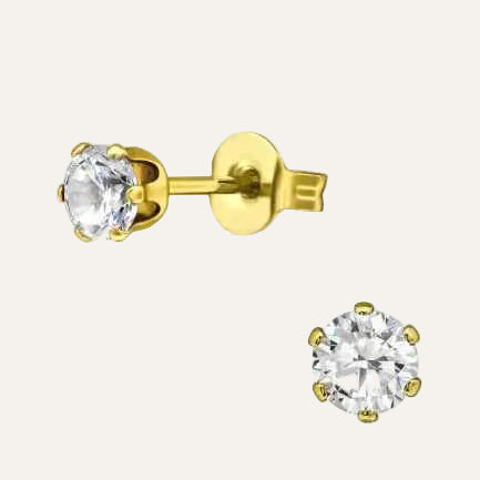 Zirkonia Oorknopjes goud Stainles Steel - Idhuna Jewels